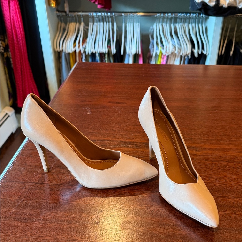 Coach Cream Pointed Toe Heels